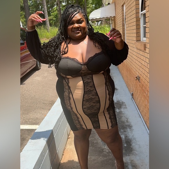 SHEIN Plus Color Block Lace Patchwork Dress - Picture 7 of 7